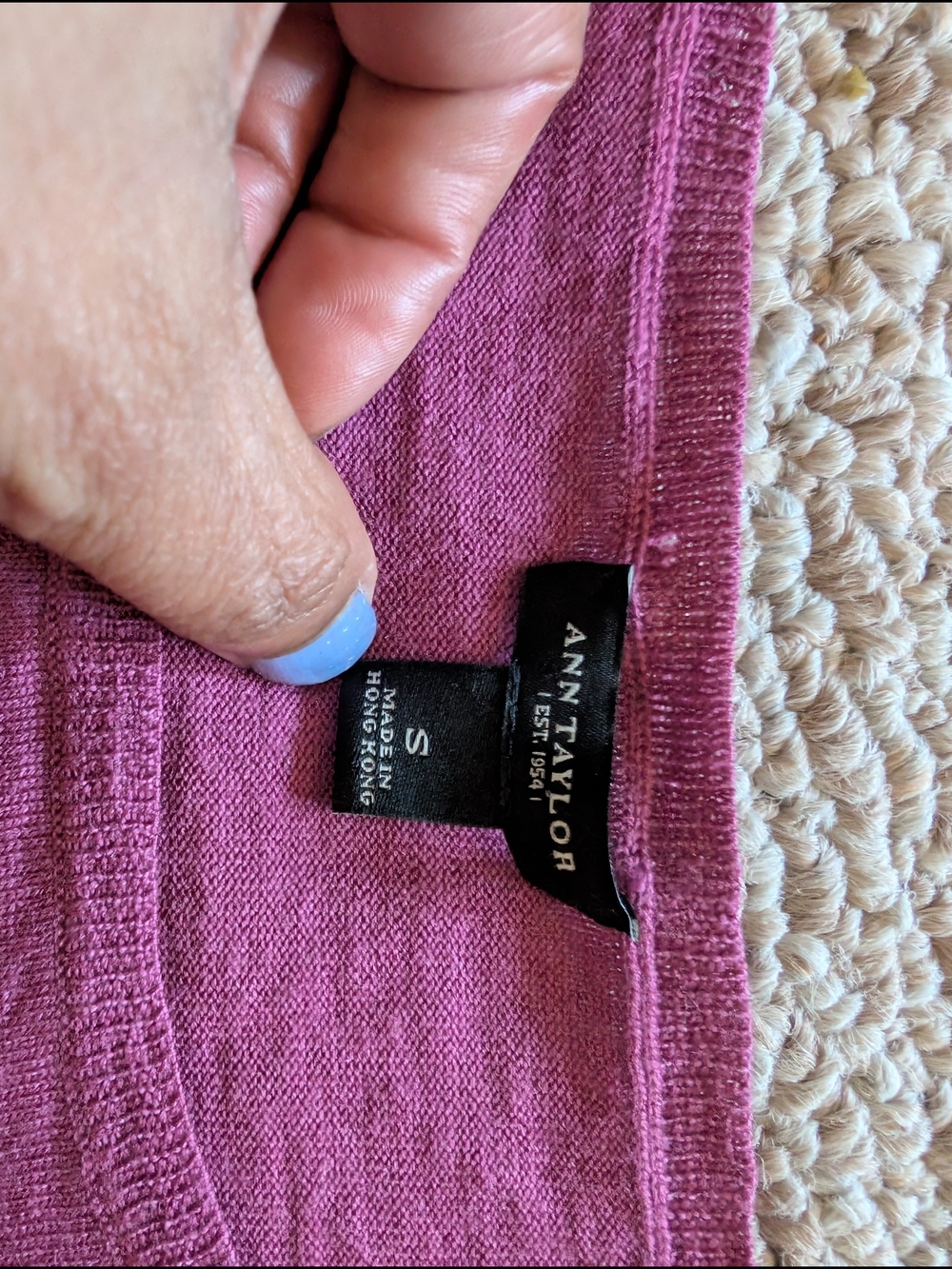 Ann Taylor Mauve Short Sleeve Ruffle-Sleeve Knit Top - Picture 2 of 2